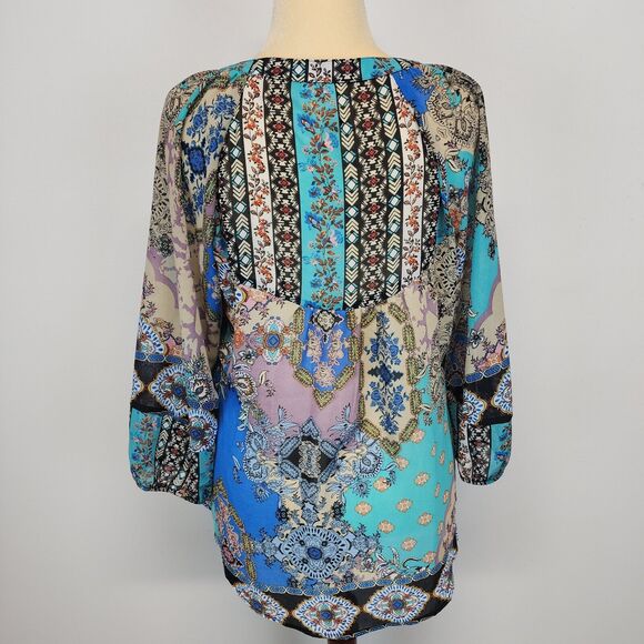 Anthropologie Fig & Flower Bohemian Tunic Size L Semi Sheer Art Nouveau Artsy - Picture 2 of 14